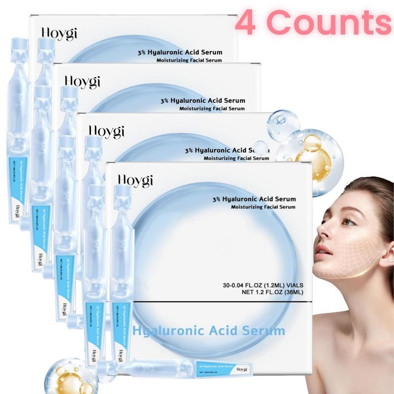 Hyaluronic Acid Serum, 4 Boxes Hydrating Facial Serum, Moisturizing Facial Essence, Hydrating Facial Serum, Face Lotion for Women & Men