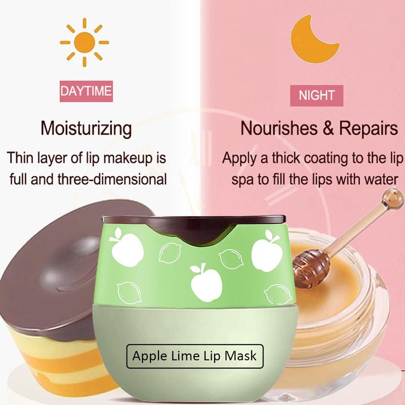 4 Pcs Bee Lip Balm Honey Pot,Strawberry&Watermelon&Honey&Apple Lime Lip Mask Overnight Hydrating Prevention Dry and Cracked Lip Scrubs Exfoliator Lip Care, Lip Sleeping Mask Reduces Lip Lines