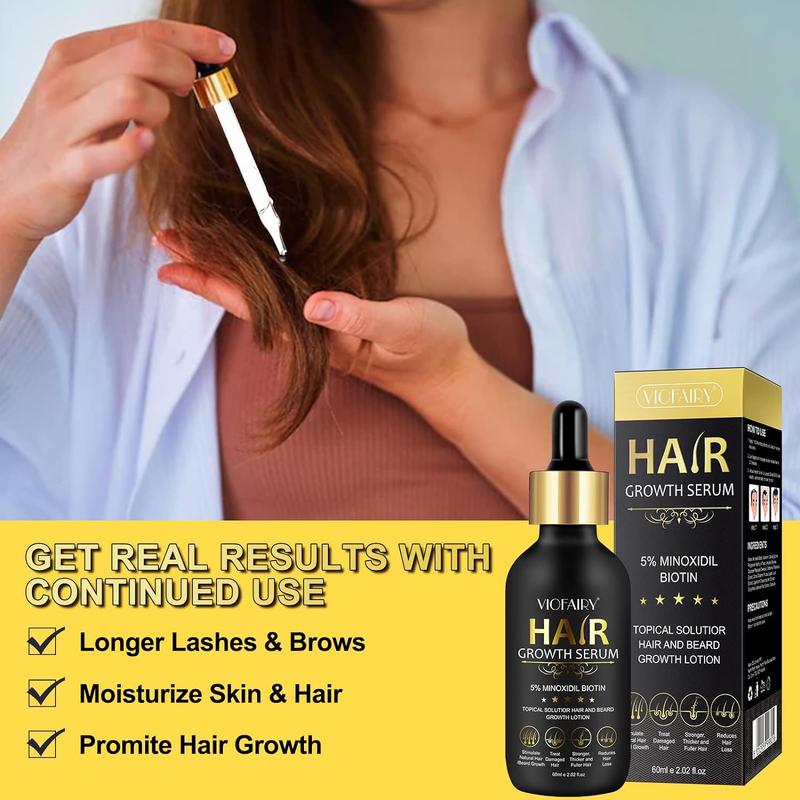 5% Minoxidil for ALL natural Hair Growth Oil, Biotin Serum Hair Regrowth Treatment for Scalp Hair Loss & Repairing-Restore Haircare