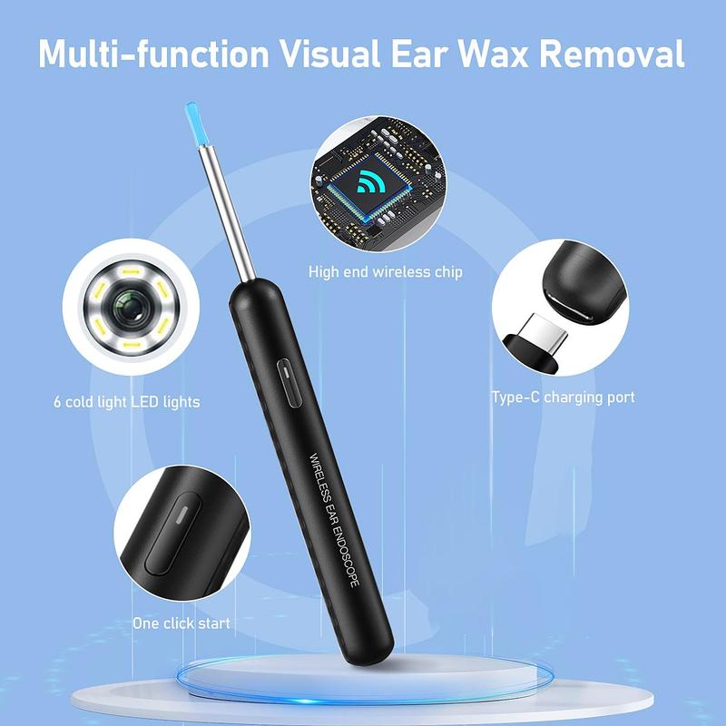 Wireless Visual Ear Pick, 1 Box Rechargeable Intelligent Ear Wax Remover with Ear Scoop, Ear Wax Removal Kit, Ear Cleaning Kit