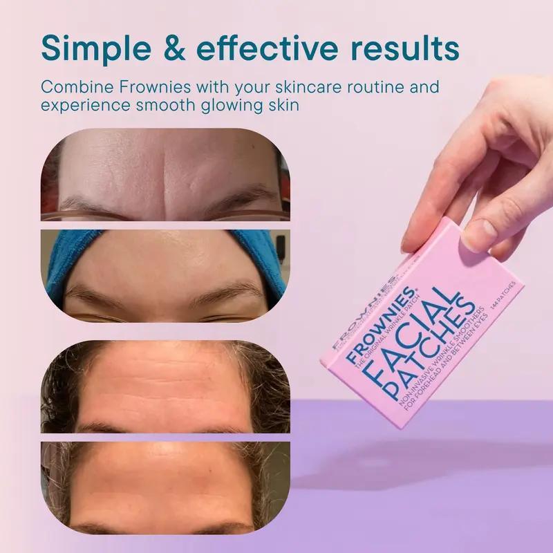 FROWNIES Forehead and Between the Eyes Wrinkle Patches - Hypoallergenic Facial Patches to Smooth & Soften Forehead Wrinkles & Eleven Lines - For Overnight Use, 144 Patches Comfort Skin Care forehead patch