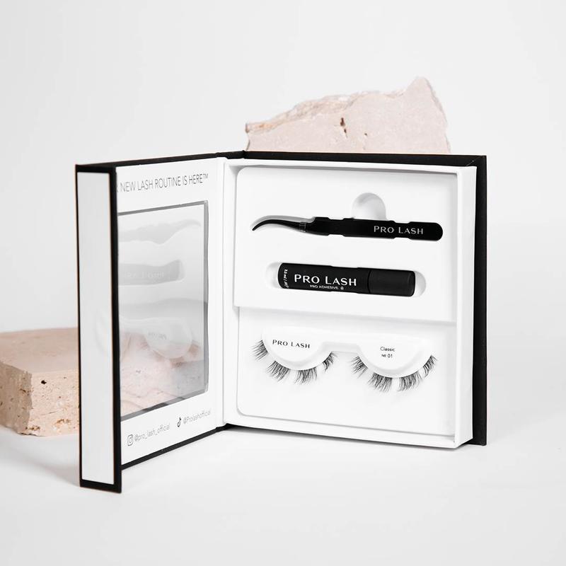 Pro Lash Mini Kit - Lash Extensions - At Home Lash Extension Kit - 1 set of Lashes, Tweezers & Adhesive