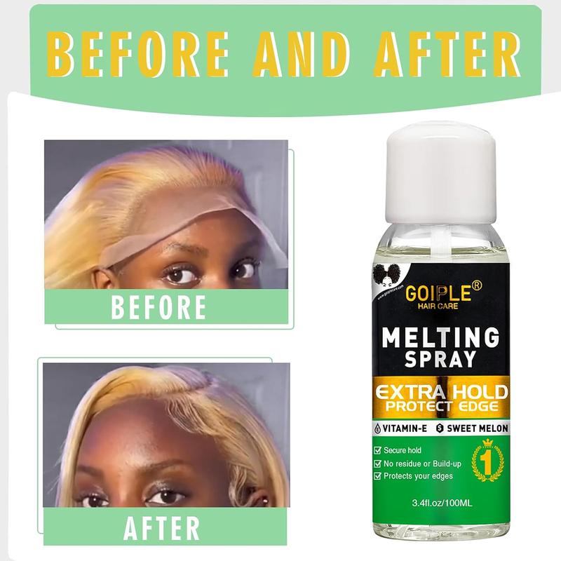 Lace Melting Spray for Wigs - Extra Hold Adhesive for a Natural Look, Wig Glue Alternative with HD Wig Cap and Wig Band