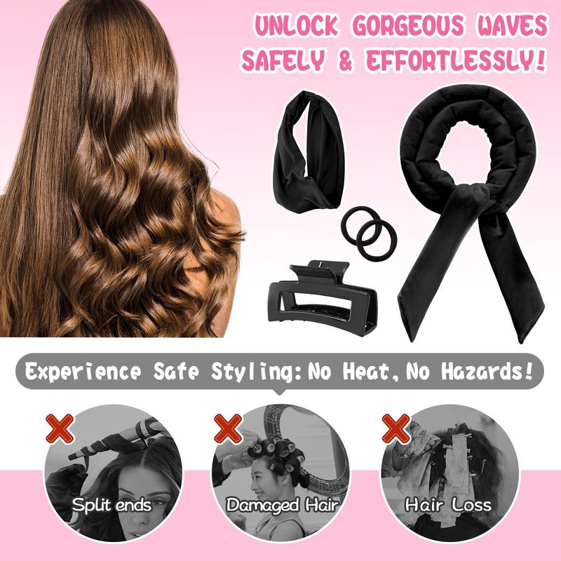 Heatless Hair Curling Set, 5 Counts set Hair Curler & Hair Clips & Hair Band & Headband, Hair Styling Tool for Women & Girls