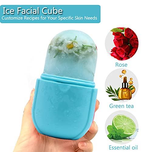 Ice Roller for Face and Eye, Ice Face Roller,Facial Beauty Ice Roller Skin Care Tools, Ice Facial Cube, Gua Sha Face Massage, Silicone Ice Mold for Face Beauty (Blue) Comfort Comfort