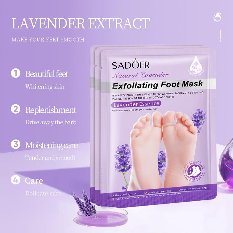 Foot Peeling Mask | Skin Care Pedicure Foot spa - Foot Mask & Foot Callus Remover with Aloe Vera Extract for Baby Soft Skin | Woman & Man | Remove Dead Skin, Cracked Feet & Callus | Lavender (10 Pairs)