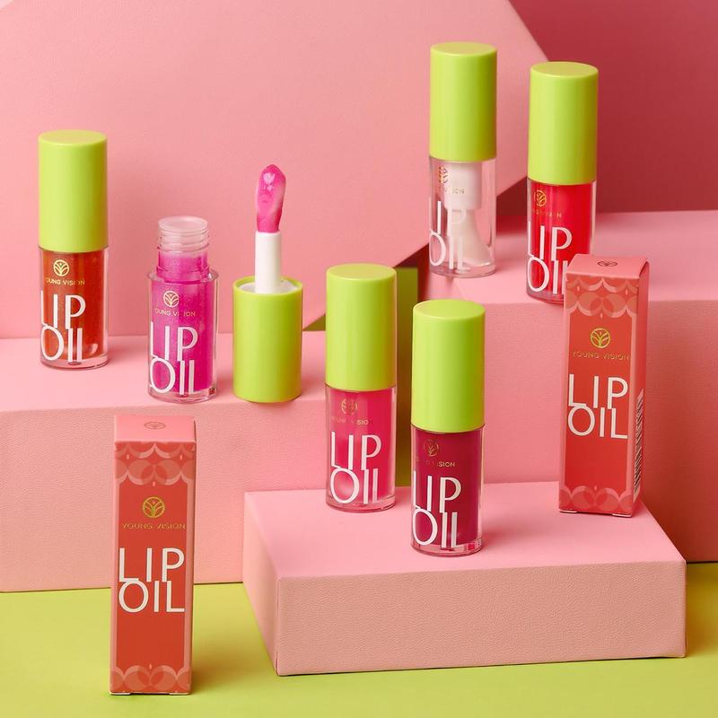 YOUNG VISION Transparent Lip Oil, Plumping & Smoothing Glossy Lip Tint, 6 Shades for Hydrated Lips