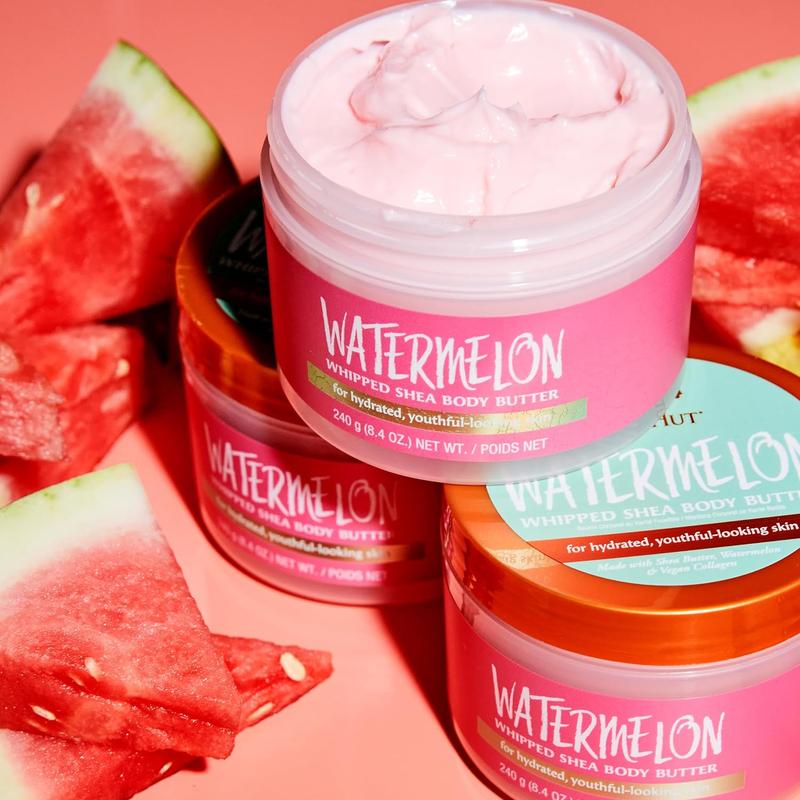 Tree Hut Watermelon Whipped Shea Body Butter, 8.4oz, Lightweight, Long-lasting, Hydrating Moisturizer with Natural Shea Butter for Nourishing Essential Body Care