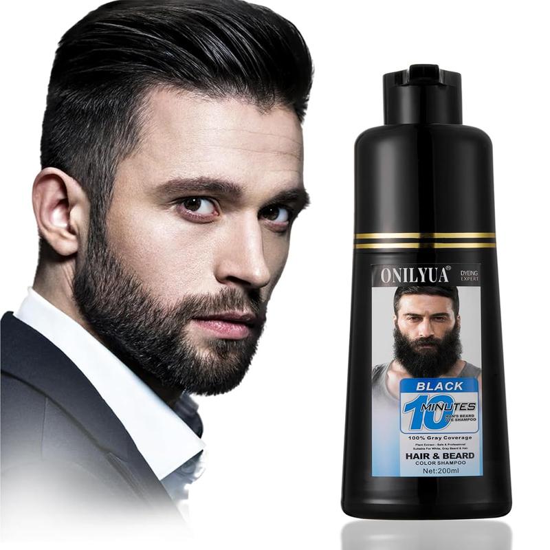 3-in-1 Instant Gray Darkening Shampoo for Men: Quick & Easy Facial Hair Color with Plant Extracts in Just 10 Minutes 3-in-1 color Hair Dye Haircare