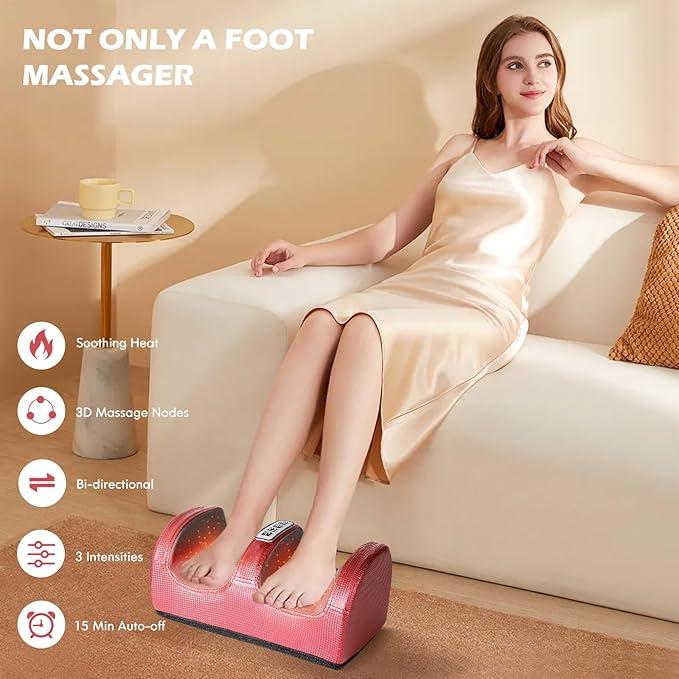 Shiatsu Foot Massager with Heat: Foot Massager Machine for Neuropathy, Plantar Fasciitis and Pain Relief-Massage Feet Leg Calf Ankle with Deep Kneading at Home Office, Gift for Woman and Man