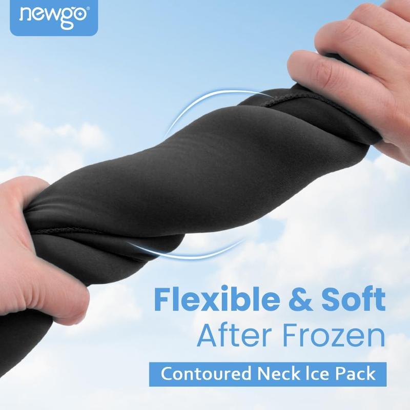 Neck Ice Pack Wrap Reusable Ice Packs for Neck Pain Relief, Cervical Ice Pack for Injuries, Swelling, Sprains, Neck Stiffness and Cervical Surgery Recovery (Black)