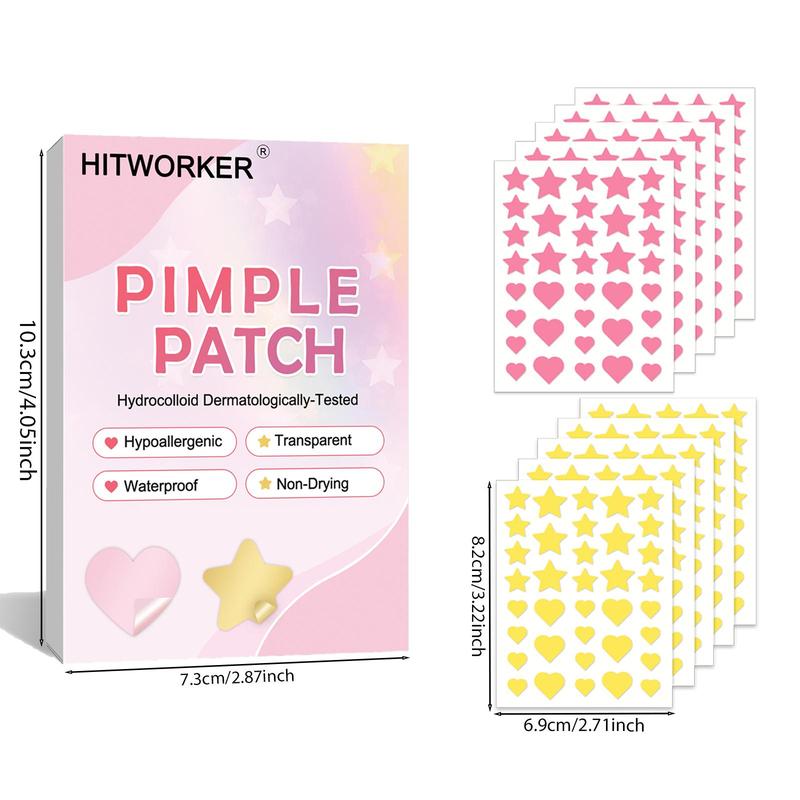 Heart & Star Shaped Pimple Patch, 1 Set Waterproof Hydrocolloid Acne Covering Sticker, Gentle Facial Skin Care Product for Women & Men