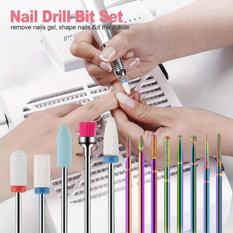 Professional Ceramic Nail Drill Bit Set with Box, 13pcs set Electric Manicure Nail File Bit for Acrylic Gel, Nails, and Cuticles, Nail Art Nail Care Supplies