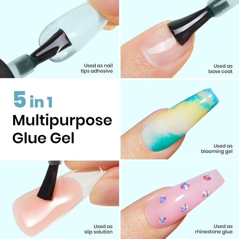 Glue Gel for Nail Tips and Clear Acrylic Nails Long Lasting, Curing Needed UV Extension Glue.