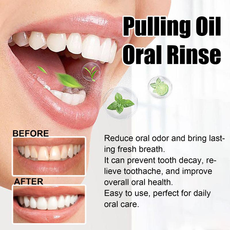 EELHOE Pulling Oil Oral Rinse, To Tartar Very Well Beautiful Teeth And Fresh Breath Clean Oral Care Gums Coconut Mint Whitening Oral