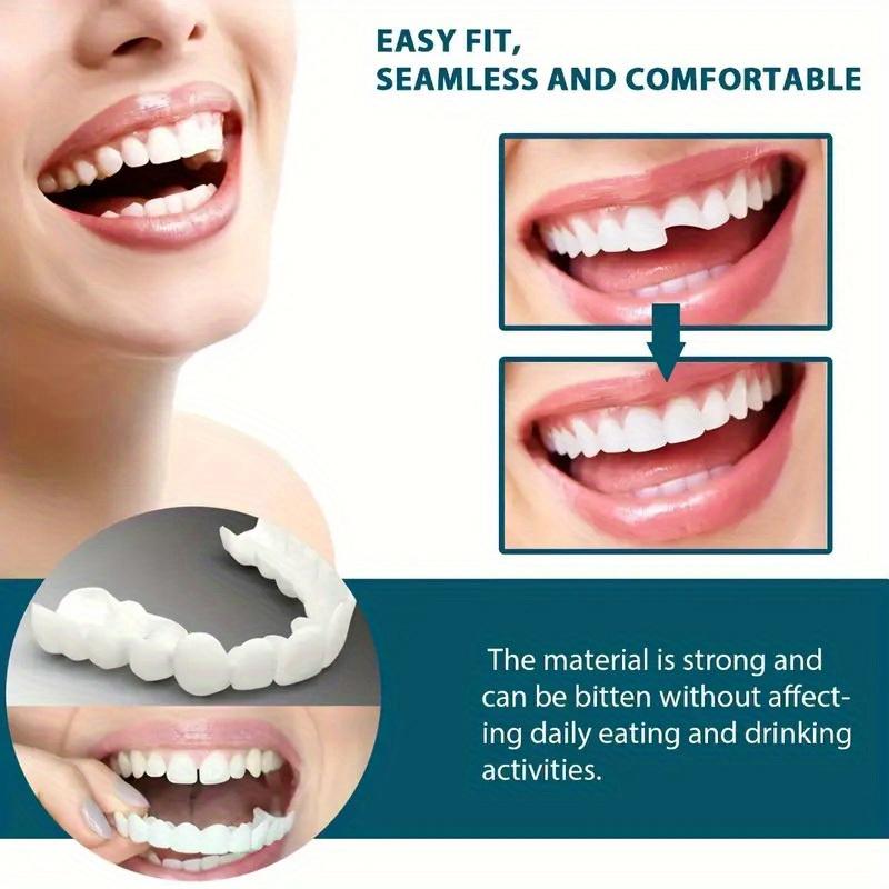 4-Pack Soft Adjustable Denture Veneers Set - White Upper and Lower Components for All Men and Women, Easy to Clean, Comfortable, and Restores Natural Smile