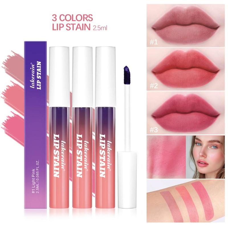 Long-lasting Peel-off Lip Stain Set, 3 Counts set High-pigment Moisturizing Lip Stain, Easy To Apply and Remove, Ideal for All Skin Tones