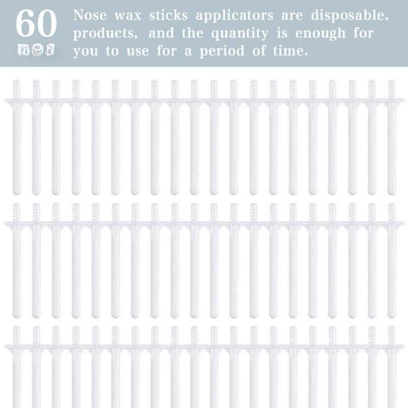 60 Count Nose Wax Sticks Plastic Nose Wax Applicators Plastic Wax Rod Wand Nose Waxing Strips Disposable Spatulas For Nostril Cleaning And Nose Hair Removal