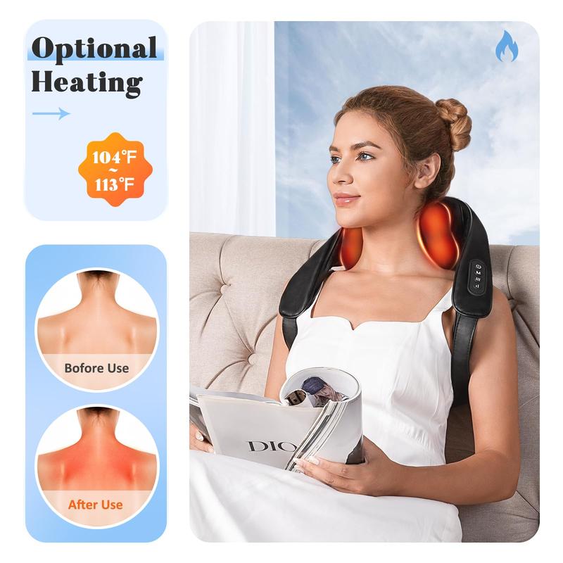 KNQZE Neck Massager for Neck Pain Relief, 4D Deep Kneading Massagers with 6 Massage Nodes, Cordless Shiatsu Neck and Shoulder Massage Pillow with Heat for Neck, Traps, Back & Leg, Gifts for Women Men Visit the KNQZE Store