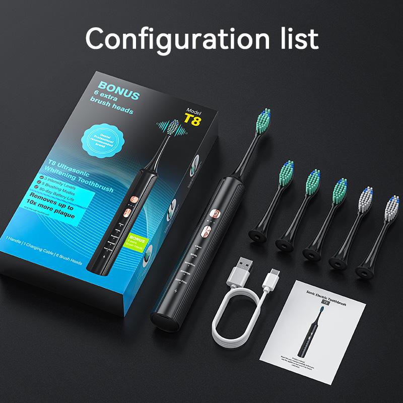 Sonic Electric Toothbrush for Adults with 6 Brush Heads, Electric Toothbrush with 42000 VPM Deep Clean 5 Modes