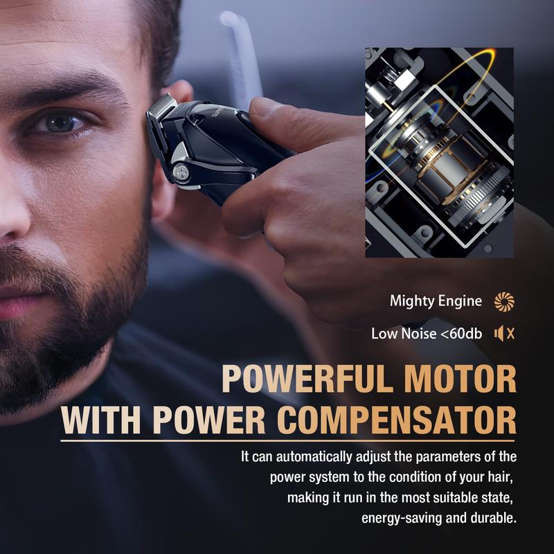 [SUPRENT PRO] The Black Obsidian-20 in 1  Professional Hair Clippers Trimmer barber clippers set Cutting Beard Cordless Barber Shaving Machine  - High Torque Brushless Motor & DLC Coated Detachable Blade - Cordless Hair Trimmer Set with Charging Base