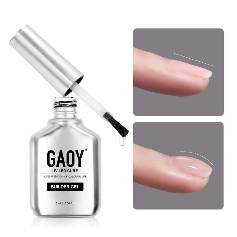 GAOY Clear Builder Gel for Nails, 16ml Nail Strengthener in a Bottle, Nail Extension Hard Gel, Soak Off Long Lasting UV Gel, Base Coat Top Coat Needed