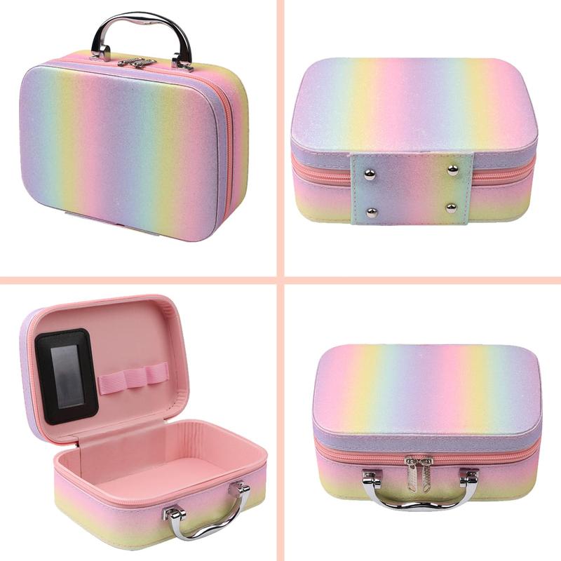 Makeup Set for Girls, Rainbow Makeup Kit, Beauty Boxes with Brushes and , Fashionable Makeup Case Organizer, Pink