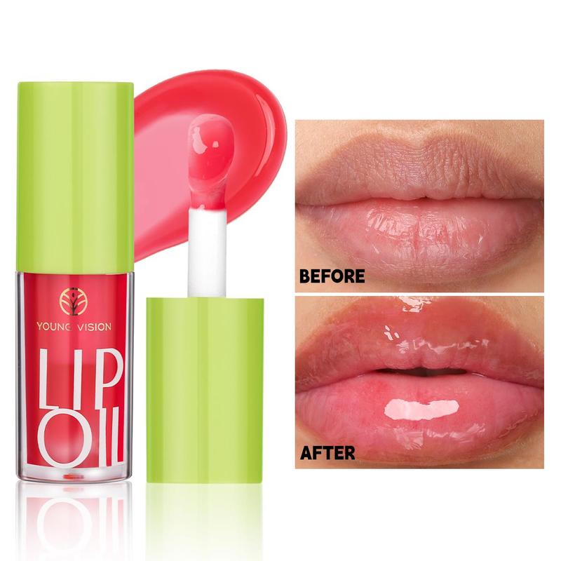 YOUNG VISION Transparent Lip Oil, Plumping & Smoothing Glossy Lip Tint, 6 Shades for Hydrated Lips