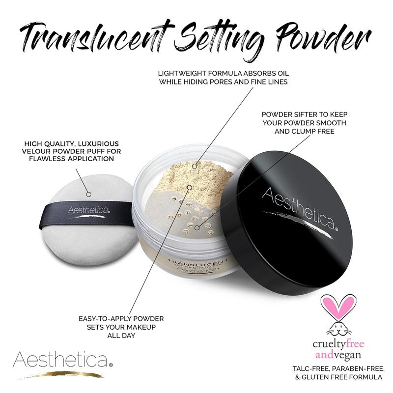 Translucent Setting Powder – Matte Finishing Makeup Loose Setting Powder – Flash Friendly Translucent Powder Foundation - Loose Face Powder Includes Velour Puff Cosmetic Lightweight Oil Oil