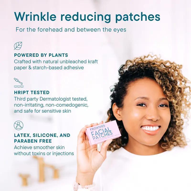 FROWNIES Forehead and Between the Eyes Wrinkle Patches - Hypoallergenic Facial Patches to Smooth & Soften Forehead Wrinkles & Eleven Lines - For Overnight Use, 144 Patches Comfort Skin Care forehead patch