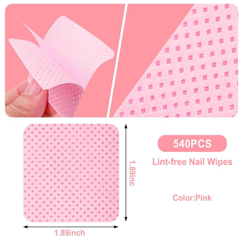 Lint Free Nail Wipes, 540PCS Nail Supplies Nail Polish Remover Wipes, Super Absorbent Soft Nail Wipes for Fingernail Polish Remover and Eyelash Extension Wipes for Nail Art Gel Gentle