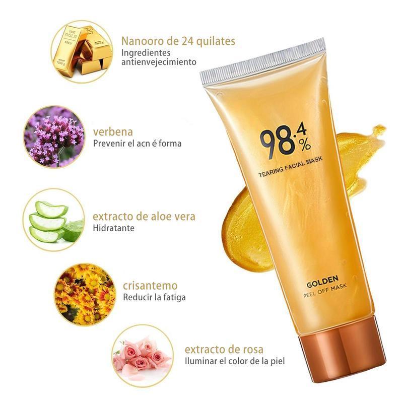 [+5$,Get 2PCS]98.4% Gold Peel-0ff Mask-3-in-1 Anti-WVrinkle, Blackhead Removal &Hydrating, with Rosa Damascena, HamamelisVirginiana,& Tremella Fuciformis |2.82 0Z