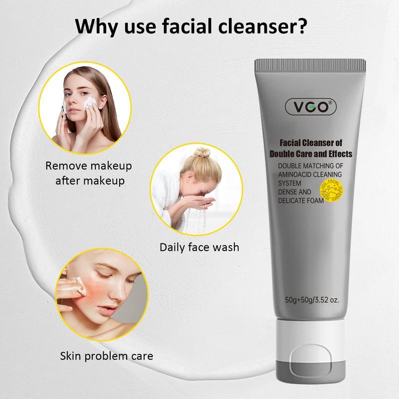 VGO Skincare Kit Gentle Acne Treatment, Correcting Nourishing, Glossier  hydrating, ,remedy ,wrinkles, pore correction, porereducing Snail Mucin 92% Moisturizer and Vitamin C Facial Serum Essence 60ml】 dry skin  products sets Cleanser Moisture