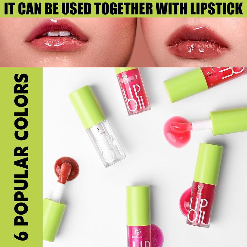 YOUNG VISION Transparent Lip Oil, Plumping & Smoothing Glossy Lip Tint, 6 Shades for Hydrated Lips