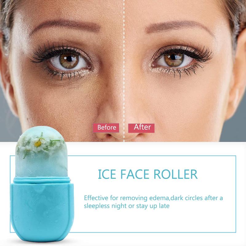 Ice Roller for Face and Eye, Ice Face Roller,Facial Beauty Ice Roller Skin Care Tools, Ice Facial Cube, Gua Sha Face Massage, Silicone Ice Mold for Face Beauty (Blue) Comfort Comfort