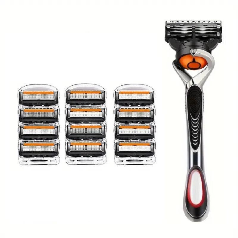 Manual Razor Set, Professional Sharp Blade Razor Holder with Blades, Facial Hair Shaving Tool, Daily Care Tool for Men