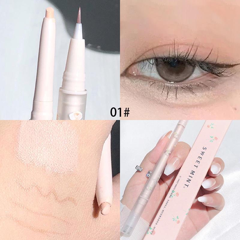 2 in 1 Eyeliner & Highlighter Pen, 1 Count Waterproof Long Lasting Eyeliner Pen, Double-ended Eye Brightener Stick, High-gloss Eye Shadow Pen