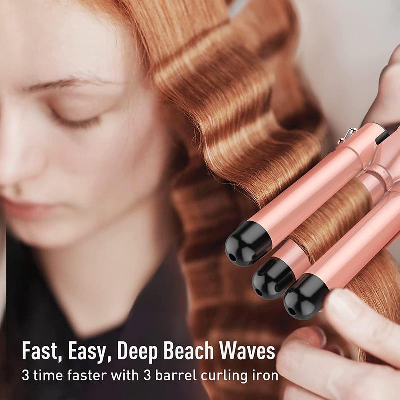 BESTOPE PRO Waver Curling Iron Wand, BESTOPE PRO 5 in 1 Curling Wand Set with 3 Barrel Hair Crimper for Women, Fast Heating Hair Wand Curler in All Hair Type   end trimmer Adjustable Comfort