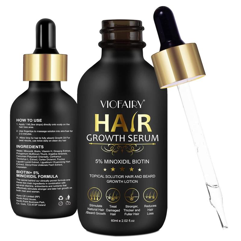 5% Minoxidil for ALL natural Hair Growth Oil, Biotin Serum Hair Regrowth Treatment for Scalp Hair Loss & Repairing-Restore Haircare