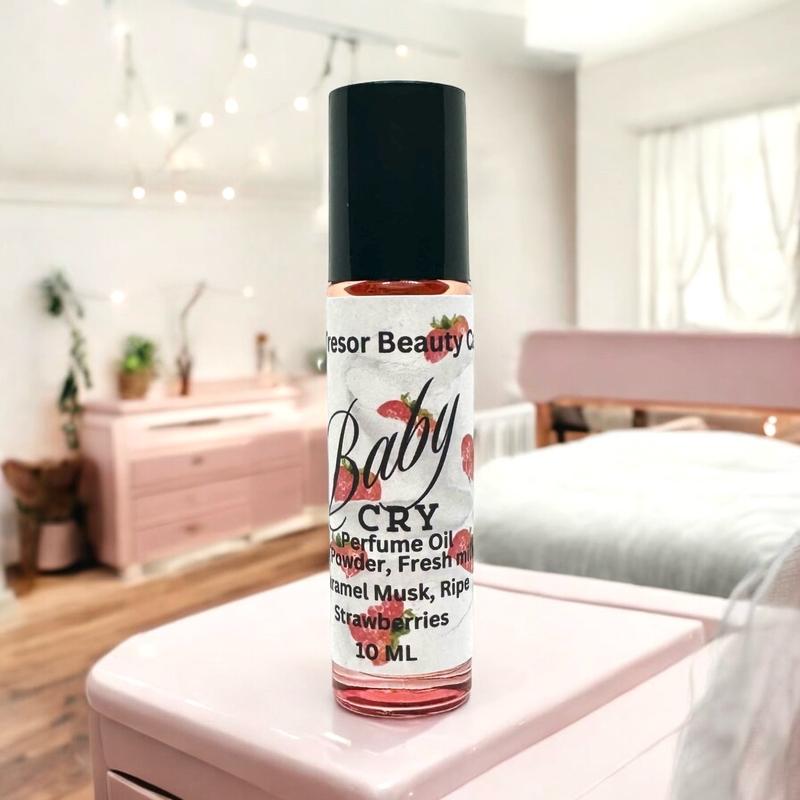 Baby Cry Roll on body oil, women’s body oil, scent notes of fresh milk, ripe strawberries, pink powder, caramel musk, impression, layering perfume, scented body oil, roll on oil, alcohol free Fragrance, Body Care, Aroma natural Roll-On