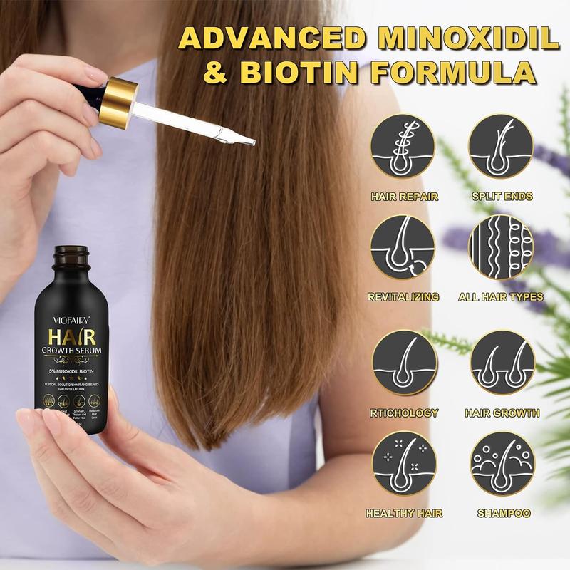 5% Minoxidil for ALL natural Hair Growth Oil, Biotin Serum Hair Regrowth Treatment for Scalp Hair Loss & Repairing-Restore Haircare