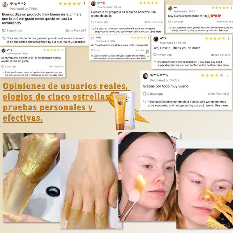 [+5$,Get 2PCS]98.4% Gold Peel-0ff Mask-3-in-1 Anti-WVrinkle, Blackhead Removal &Hydrating, with Rosa Damascena, HamamelisVirginiana,& Tremella Fuciformis |2.82 0Z