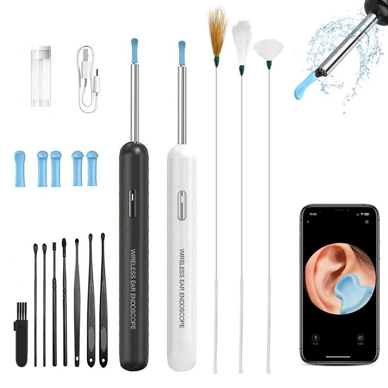 Wireless Visual Ear Pick, 1 Box Rechargeable Intelligent Ear Wax Remover with Ear Scoop, Ear Wax Removal Kit, Ear Cleaning Kit