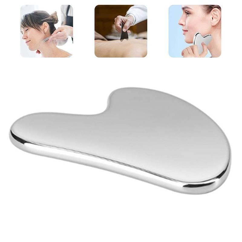 Stainless Steel Scraping Sheet & Ice Grid, 1 Count Facial Skin Care Ice Mould & 1 Count Heart Shaped Massage Scraper for Facials & Gua Sha Set, Face Beauty Ice Skin Care Tool Set