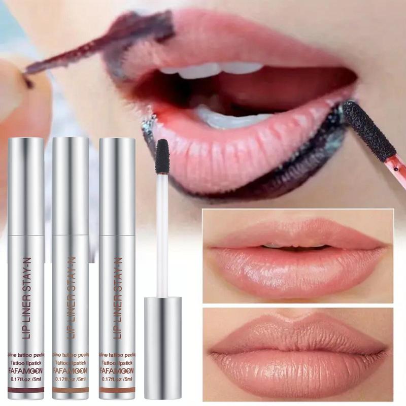 Long Lasting Peel Off Lip Liner, 3 Counts box Waterproof Lip Liner Pencil, Easy Coloring Lipstick, Suitable for All Occasions Lip Makeup, Christmas Gift