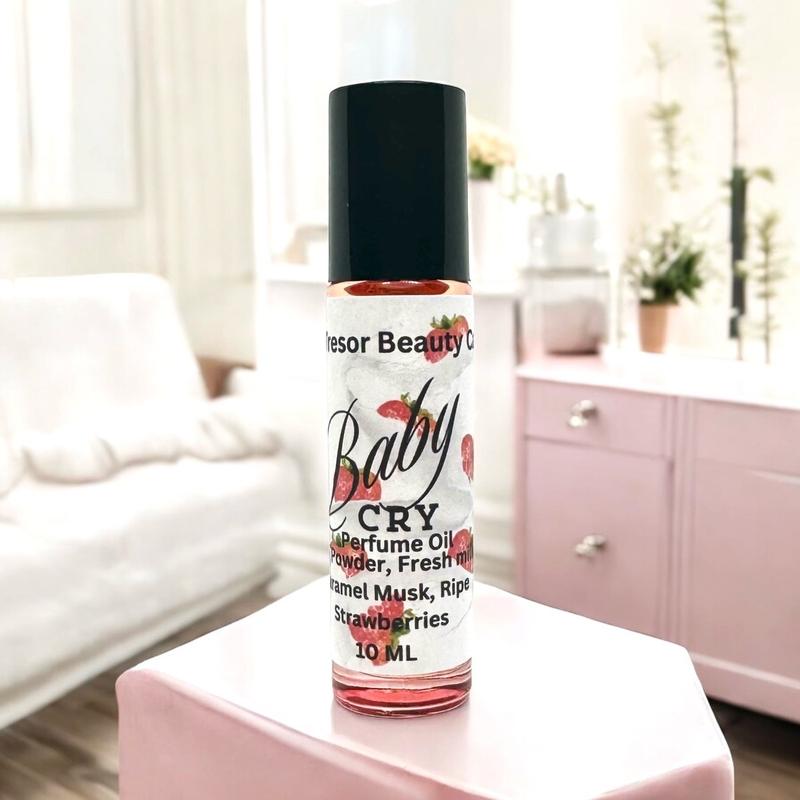 Baby Cry Roll on body oil, women’s body oil, scent notes of fresh milk, ripe strawberries, pink powder, caramel musk, impression, layering perfume, scented body oil, roll on oil, alcohol free Fragrance, Body Care, Aroma natural Roll-On