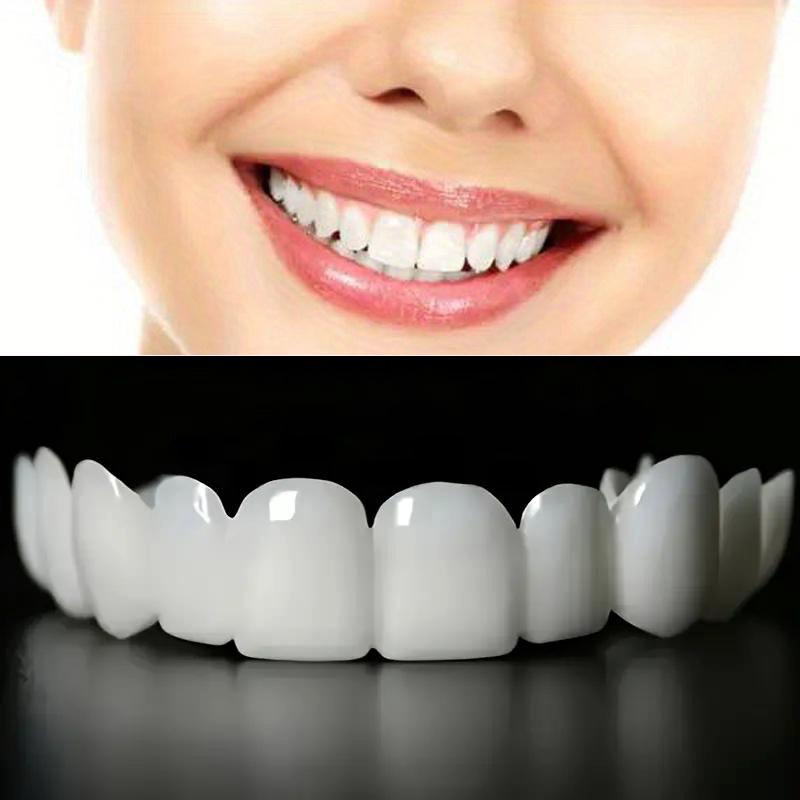 4-Pack Soft Adjustable Denture Veneers Set - White Upper and Lower Components for All Men and Women, Easy to Clean, Comfortable, and Restores Natural Smile