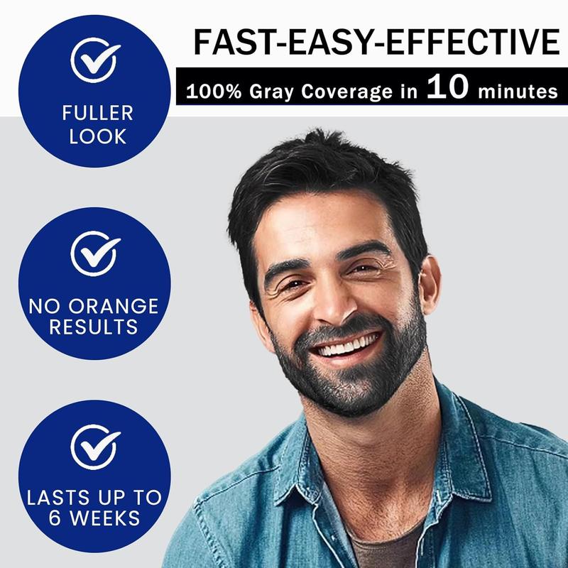 3-in-1 Instant Gray Darkening Shampoo for Men: Quick & Easy Facial Hair Color with Plant Extracts in Just 10 Minutes 3-in-1 color Hair Dye Haircare