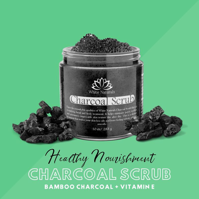 Activated Charcoal Face & Body Scrub, All Natural and Organic, Remove Dead Skin Cells, Pure Scrub Skin Exfoliating 10 oz Body Care Cosmetic Cleanser Cleansing