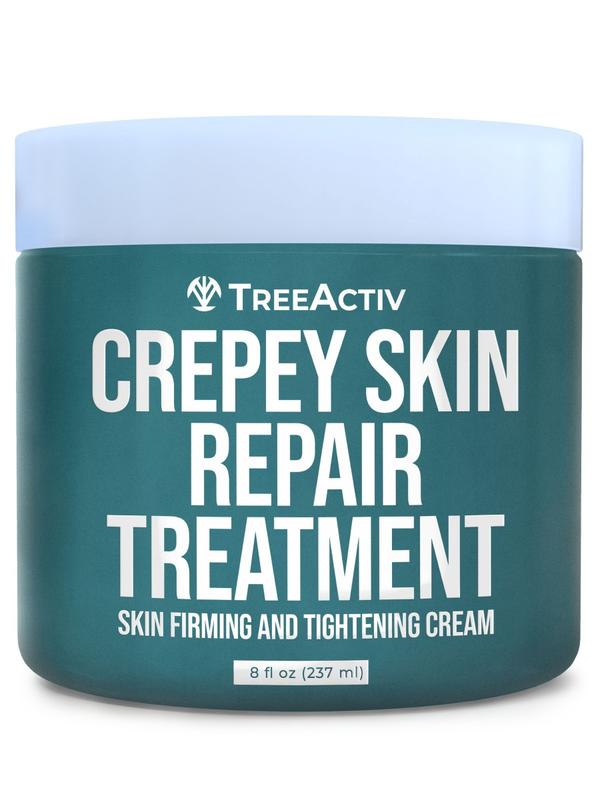 TreeActiv Crepey Skin Repair Treatment, 8oz, Firming  Moisturizing Skincare Cream For Face, Neck, and Body, with Hyaluronic, Glycolic Acid, Vitamin E